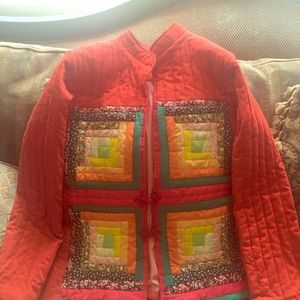 vintage Boho jacket rainbow quilted patchw…